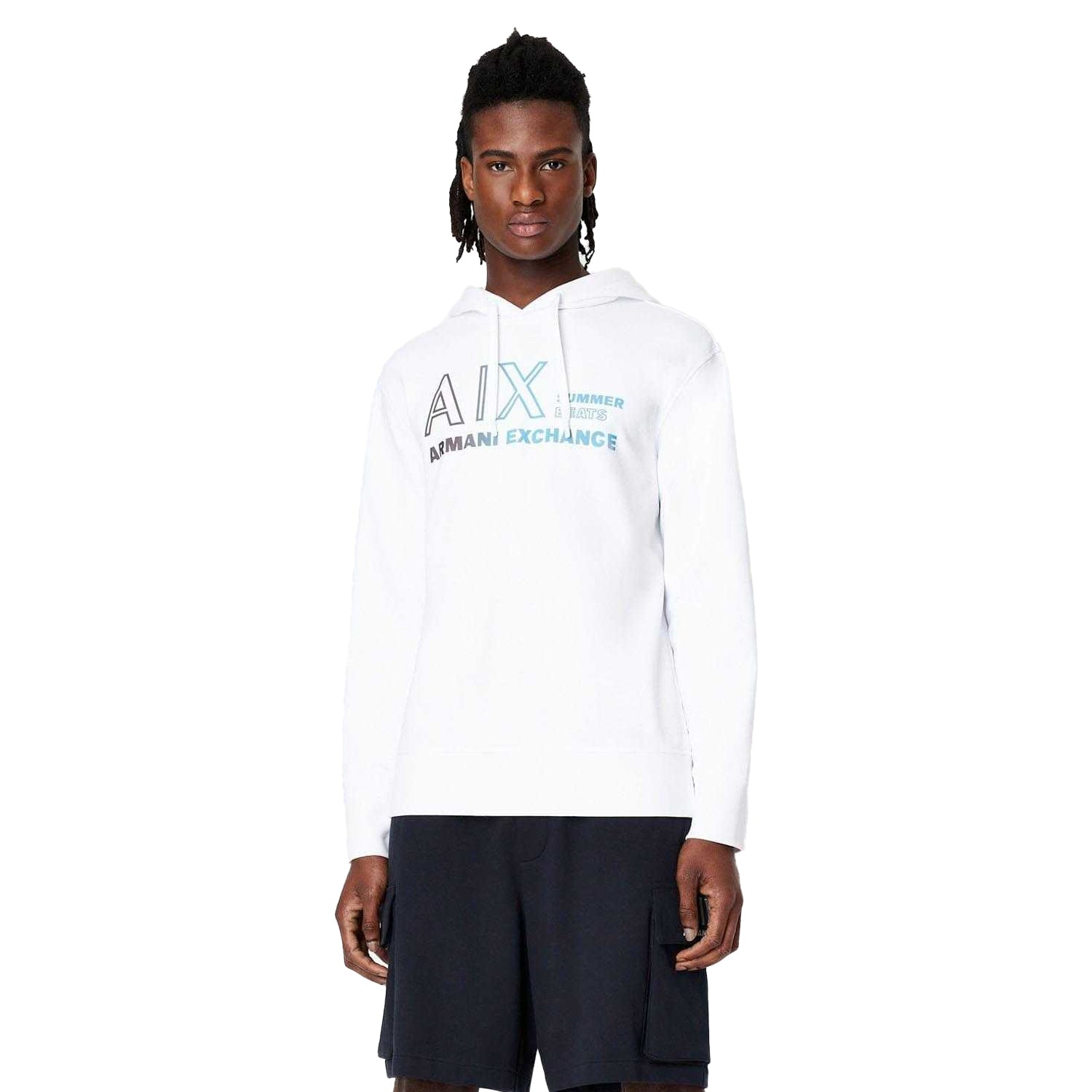 White - Side - Armani Exchange Mens Logo Hoodie