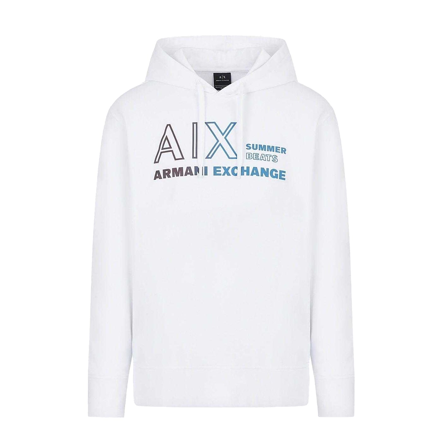 White - Front - Armani Exchange Mens Logo Hoodie