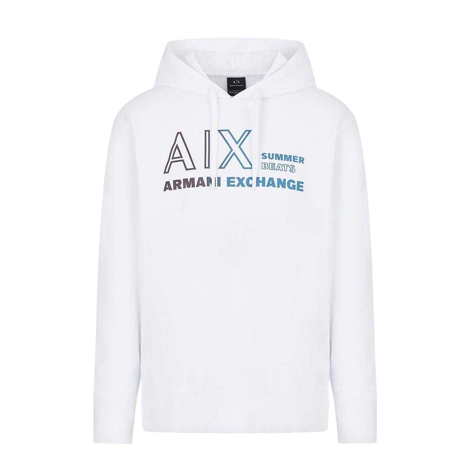 White - Front - Armani Exchange Mens Logo Hoodie