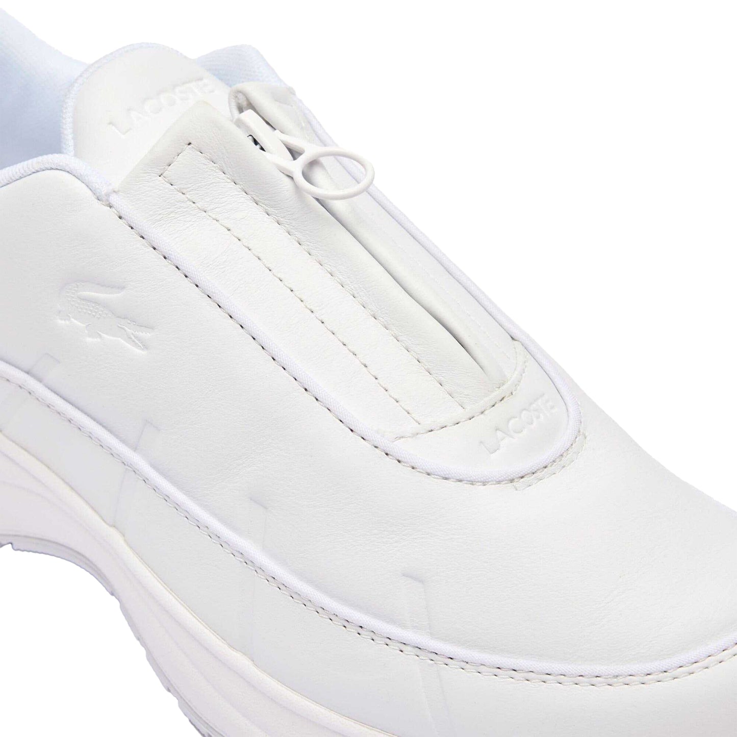 White - Close up - Lacoste Mens Audyssor Leather Zip Trainers