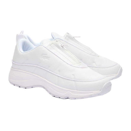 White - Front - Lacoste Mens Audyssor Leather Zip Trainers