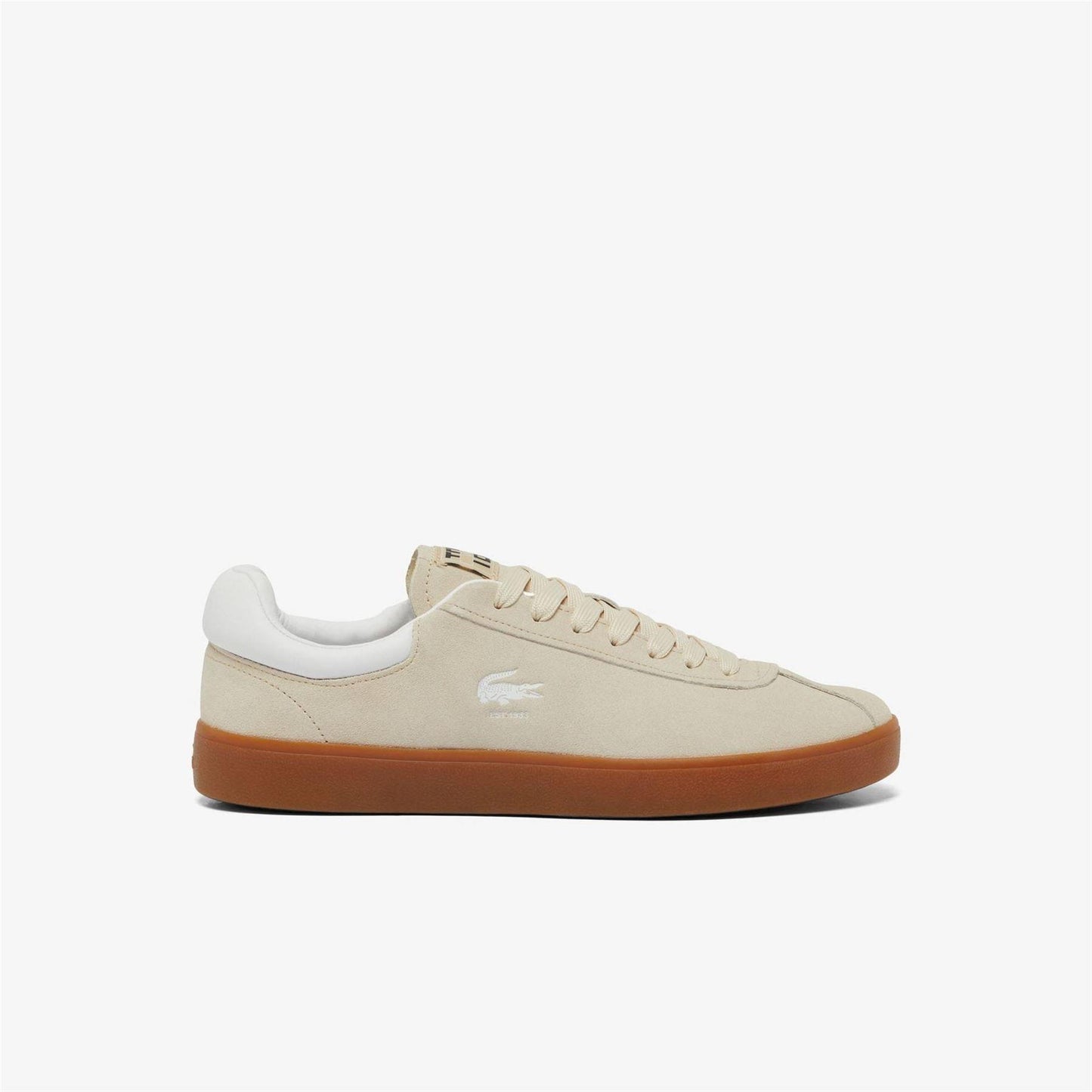 Off White-Gum - Front - Lacoste Mens Baseshot Suede Trainers