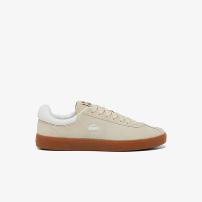Off White-Gum - Front - Lacoste Mens Baseshot Suede Trainers