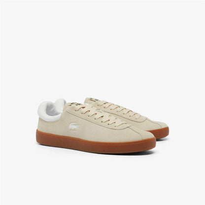 Off White-Gum - Back - Lacoste Mens Baseshot Suede Trainers