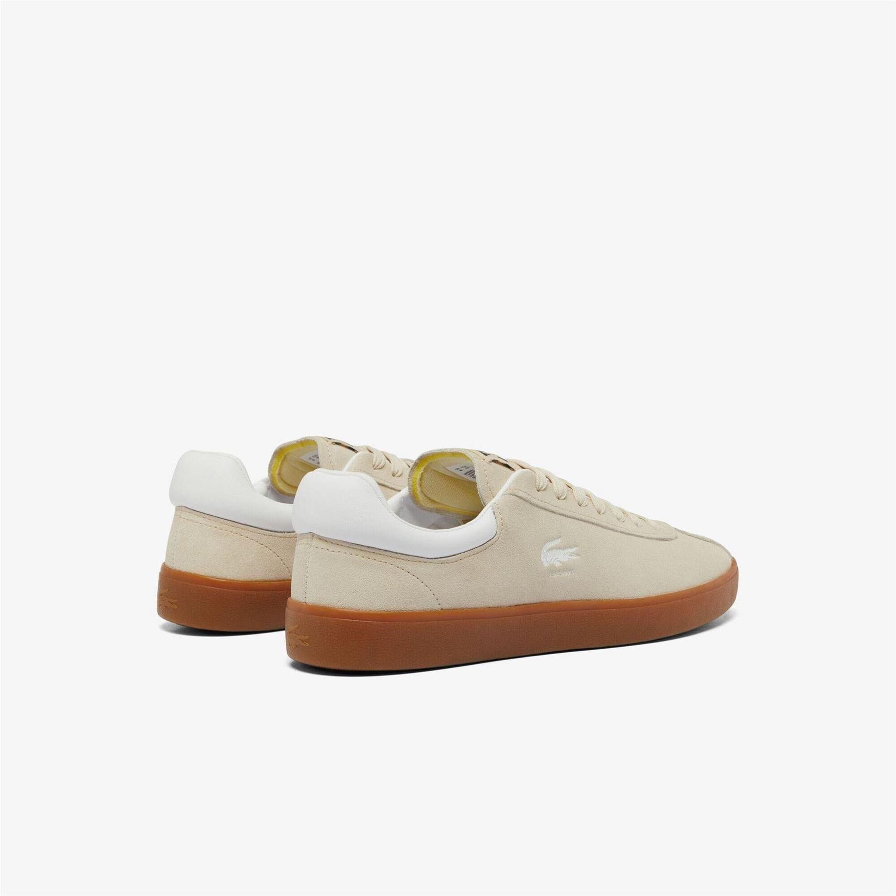 Off White-Gum - Side - Lacoste Mens Baseshot Suede Trainers