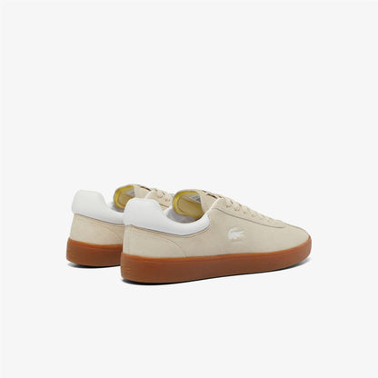 Off White-Gum - Side - Lacoste Mens Baseshot Suede Trainers