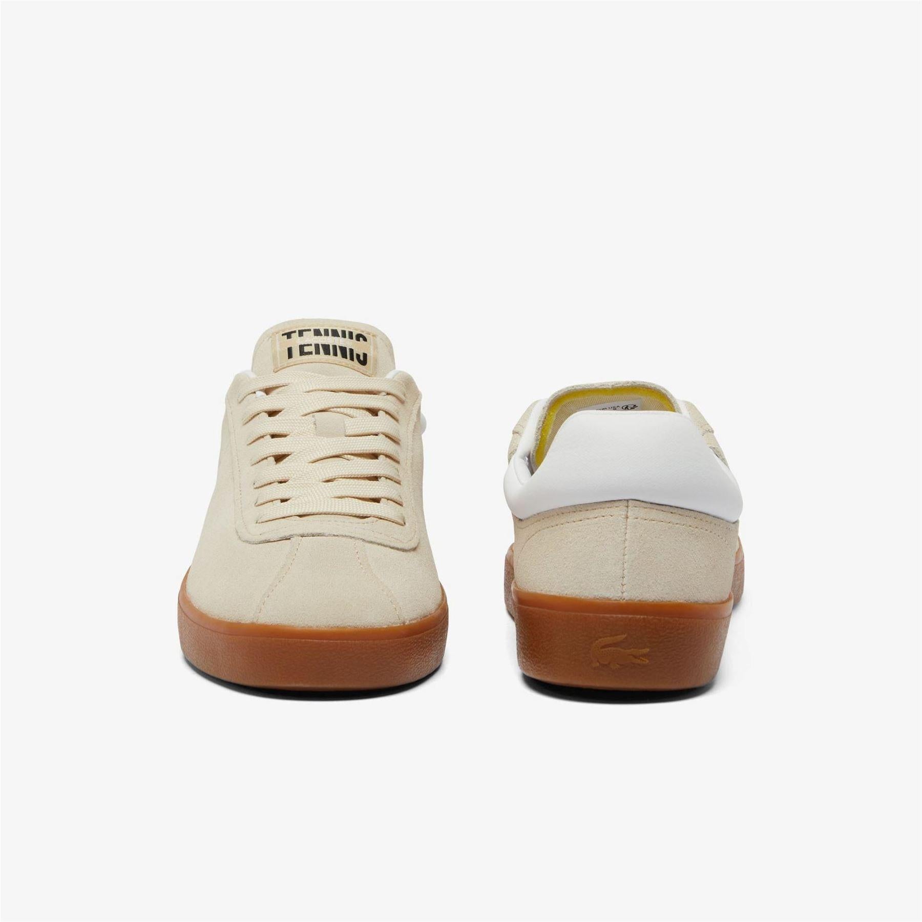 Off White-Gum - Pack Shot - Lacoste Mens Baseshot Suede Trainers