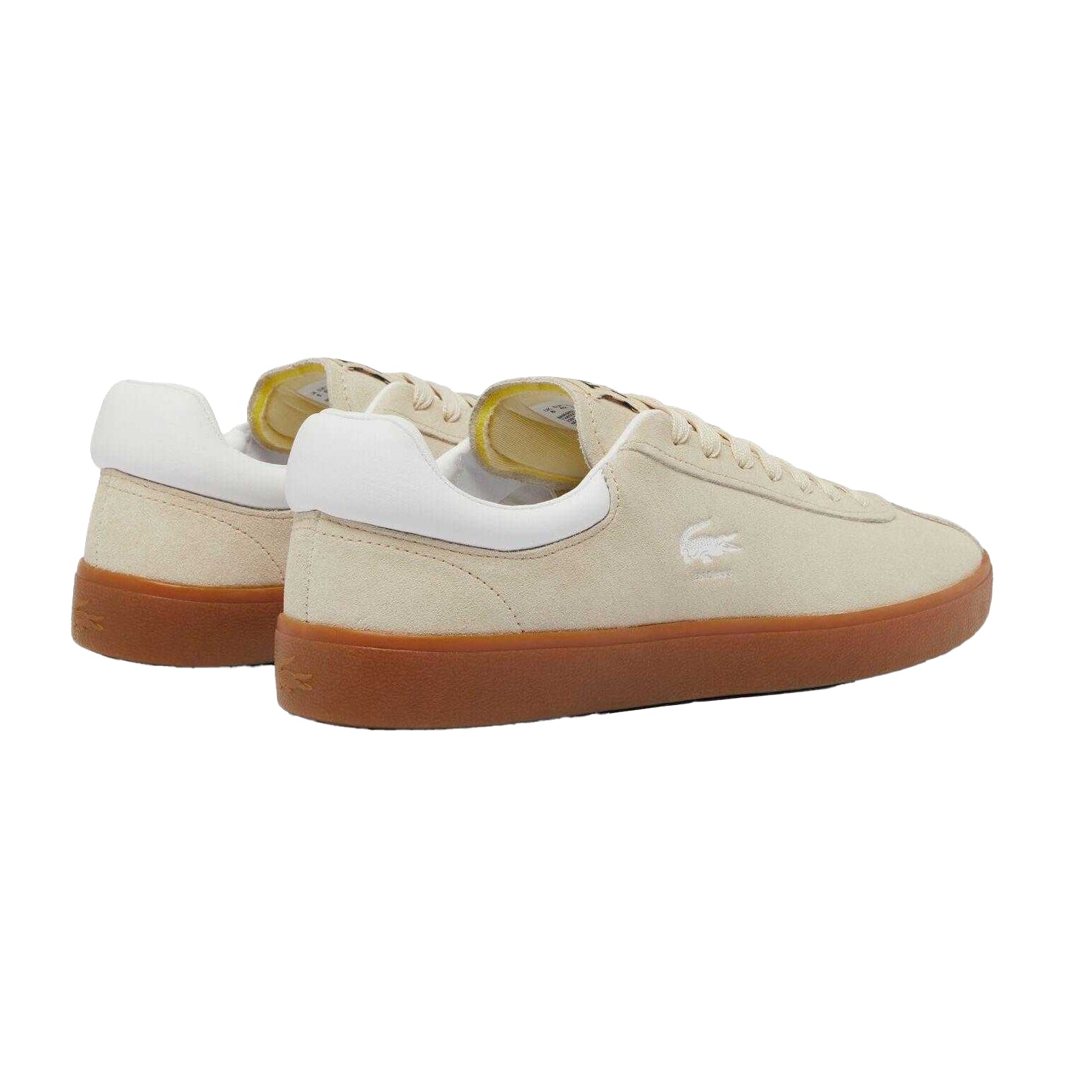 Beige - Back - Lacoste Mens Baseshot Suede Trainers