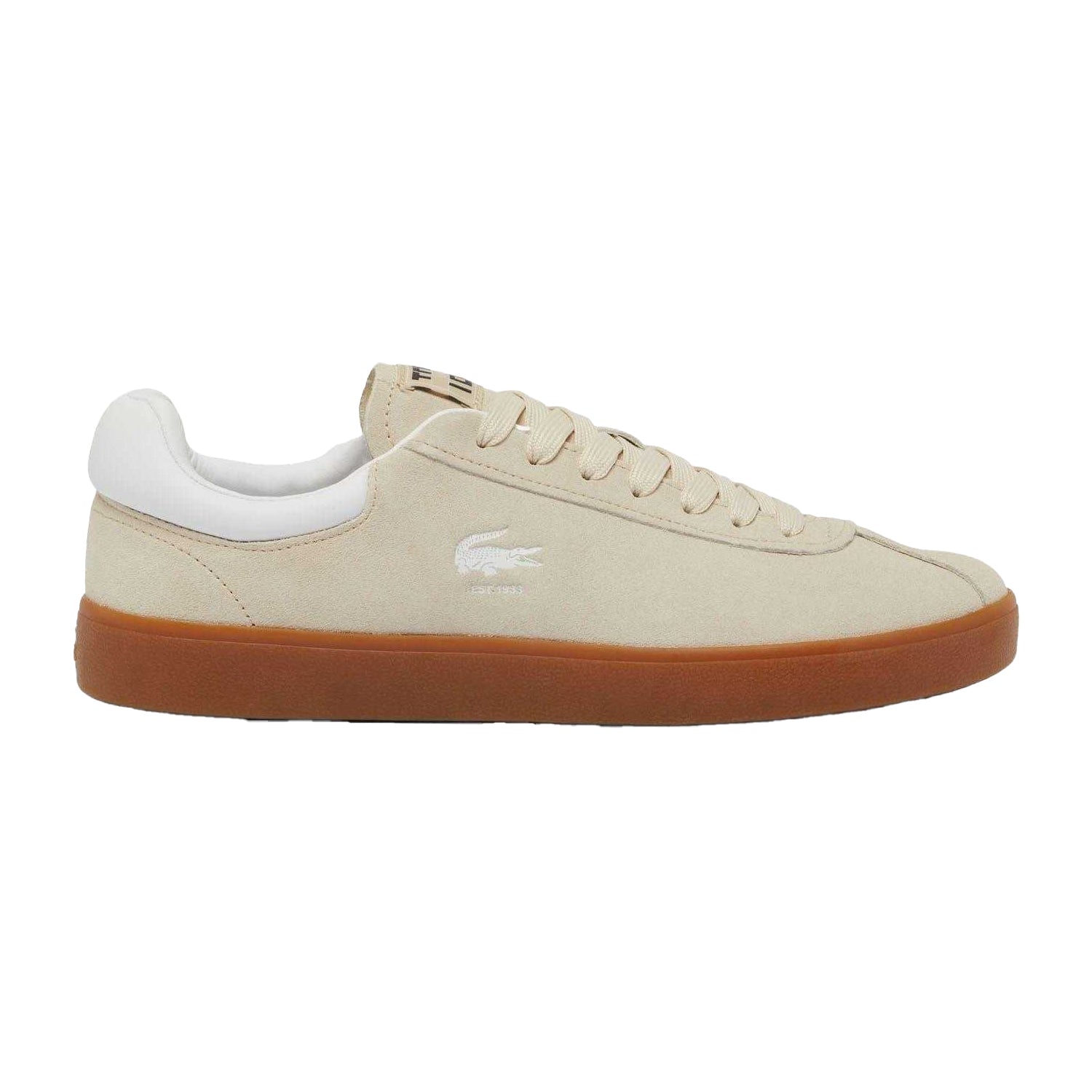 Beige - Side - Lacoste Mens Baseshot Suede Trainers