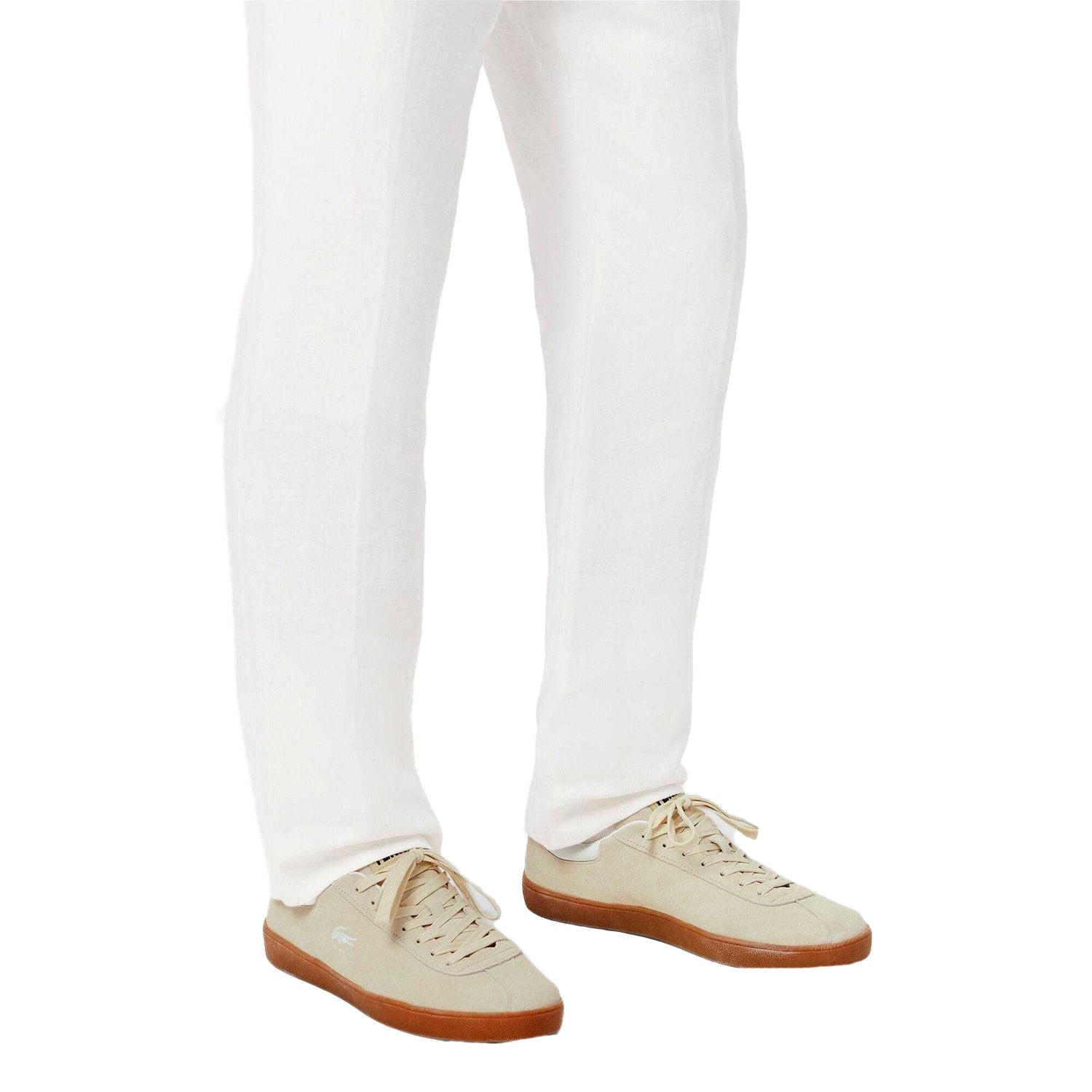 Beige - Close up - Lacoste Mens Baseshot Suede Trainers