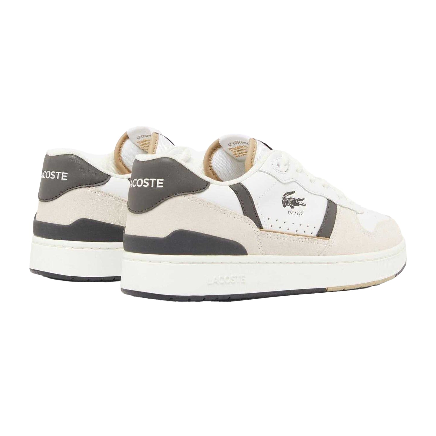 White-Green - Back - Lacoste Mens T-Clip Set Leather Trainers