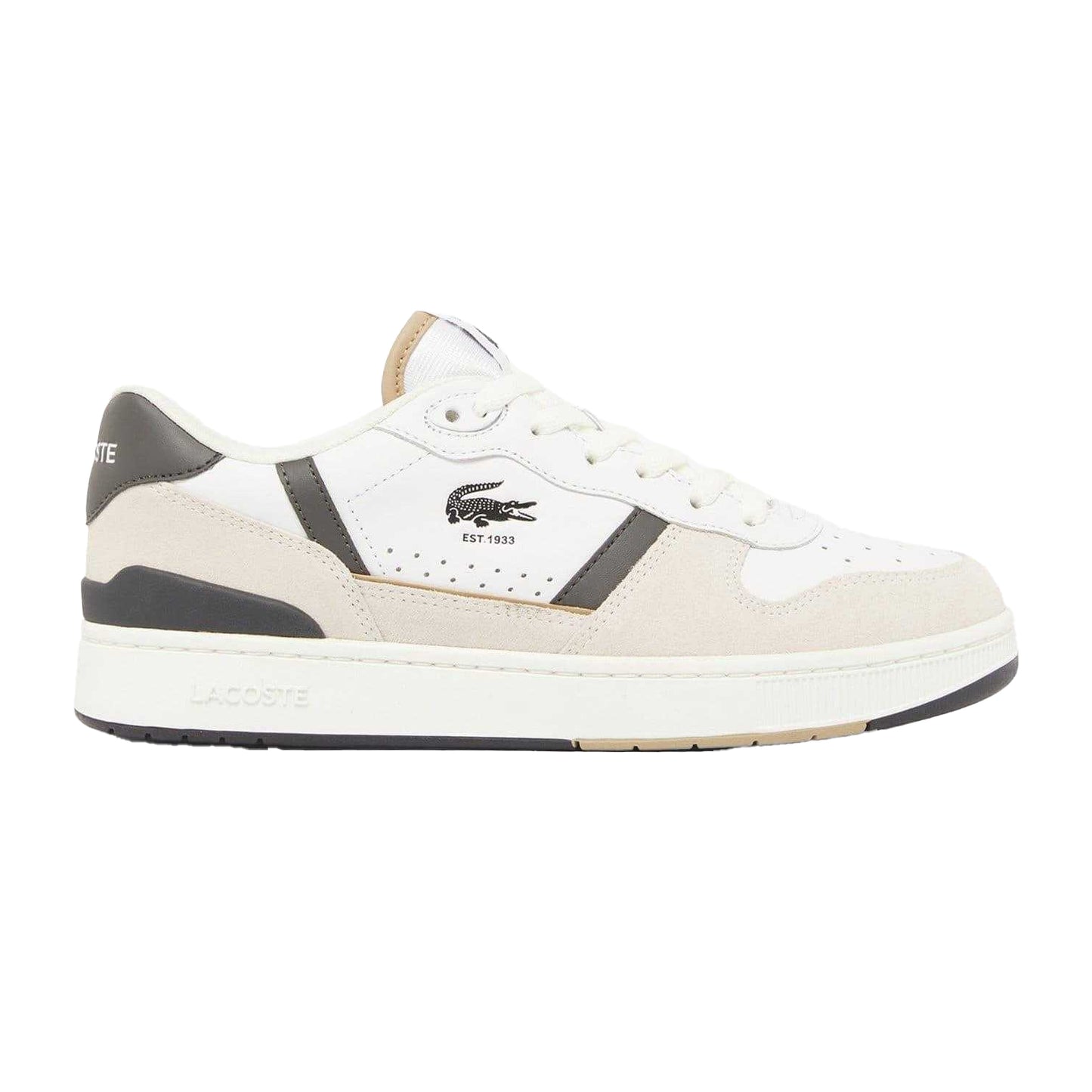 White-Green - Side - Lacoste Mens T-Clip Set Leather Trainers