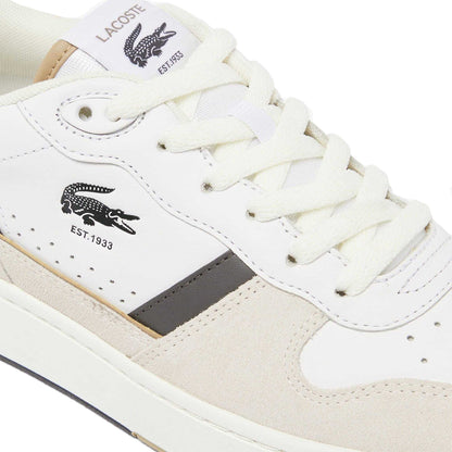 White-Green - Close up - Lacoste Mens T-Clip Set Leather Trainers