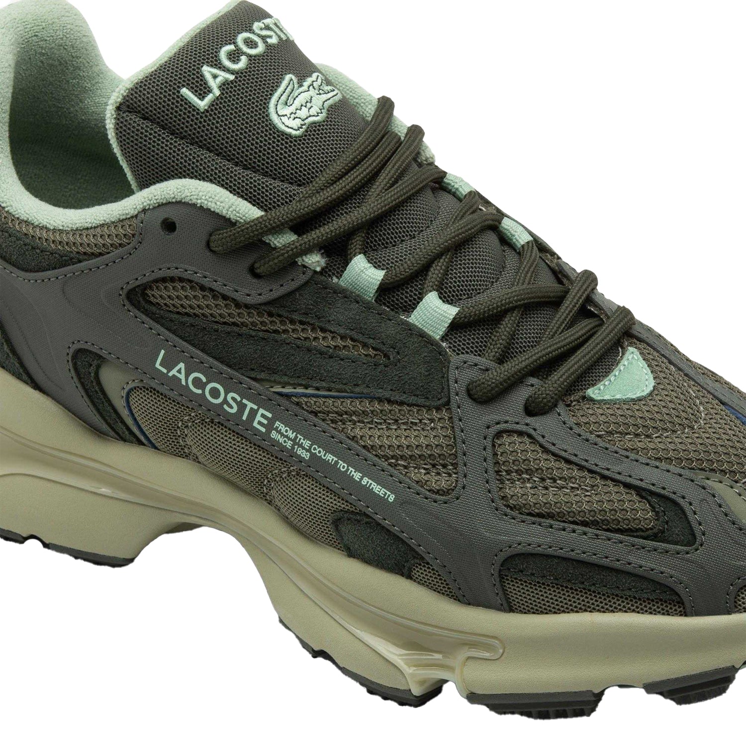 Green - Close up - Lacoste Mens L003 2K24 Suede Trainers