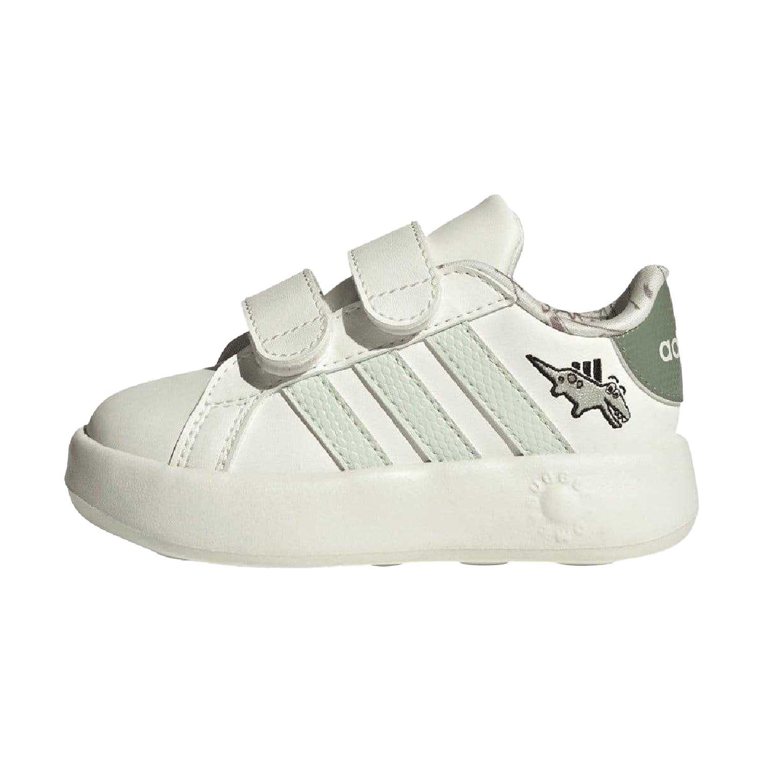 Off White - Side - Adidas Baby Dino Grand Court 2.0 Trainers