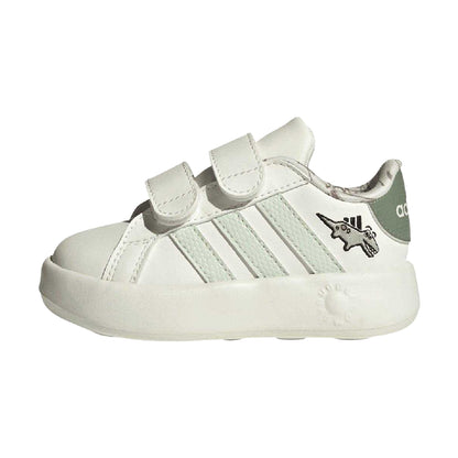 Off White - Side - Adidas Baby Dino Grand Court 2.0 Trainers