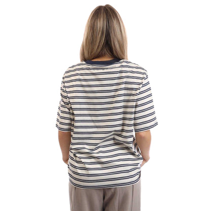 Blue - Back - Timberland Womens-Ladies Dunstan Striped T-Shirt