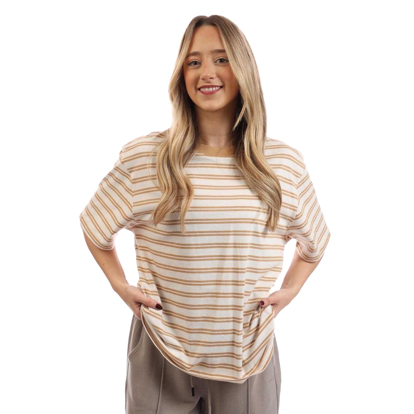 Brown - Front - Timberland Womens-Ladies Dunstan Striped T-Shirt