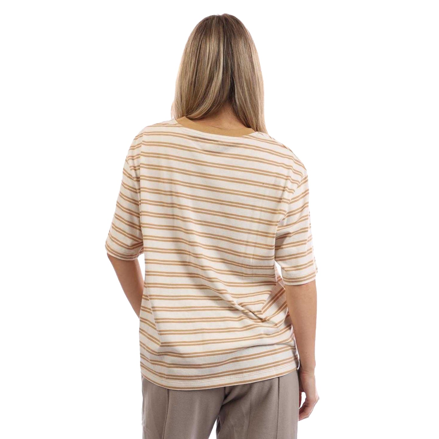 Brown - Back - Timberland Womens-Ladies Dunstan Striped T-Shirt