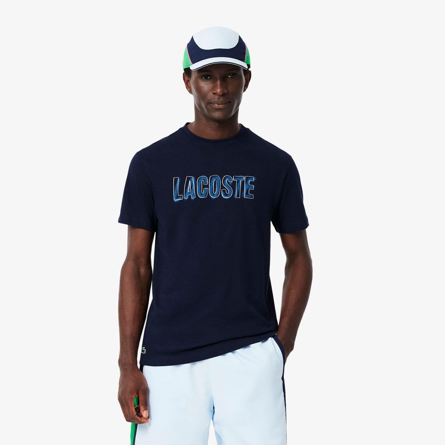 Blue - Lifestyle - Lacoste Mens Printed Ultra Dry Sport T-Shirt