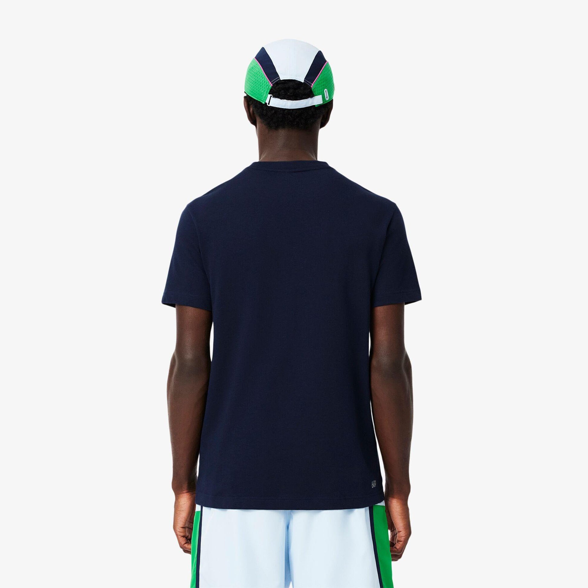 Blue - Pack Shot - Lacoste Mens Printed Ultra Dry Sport T-Shirt