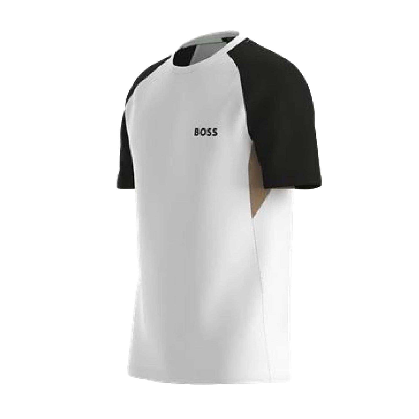 White-Black - Side - Boss Mens Active Colour Block T-Shirt