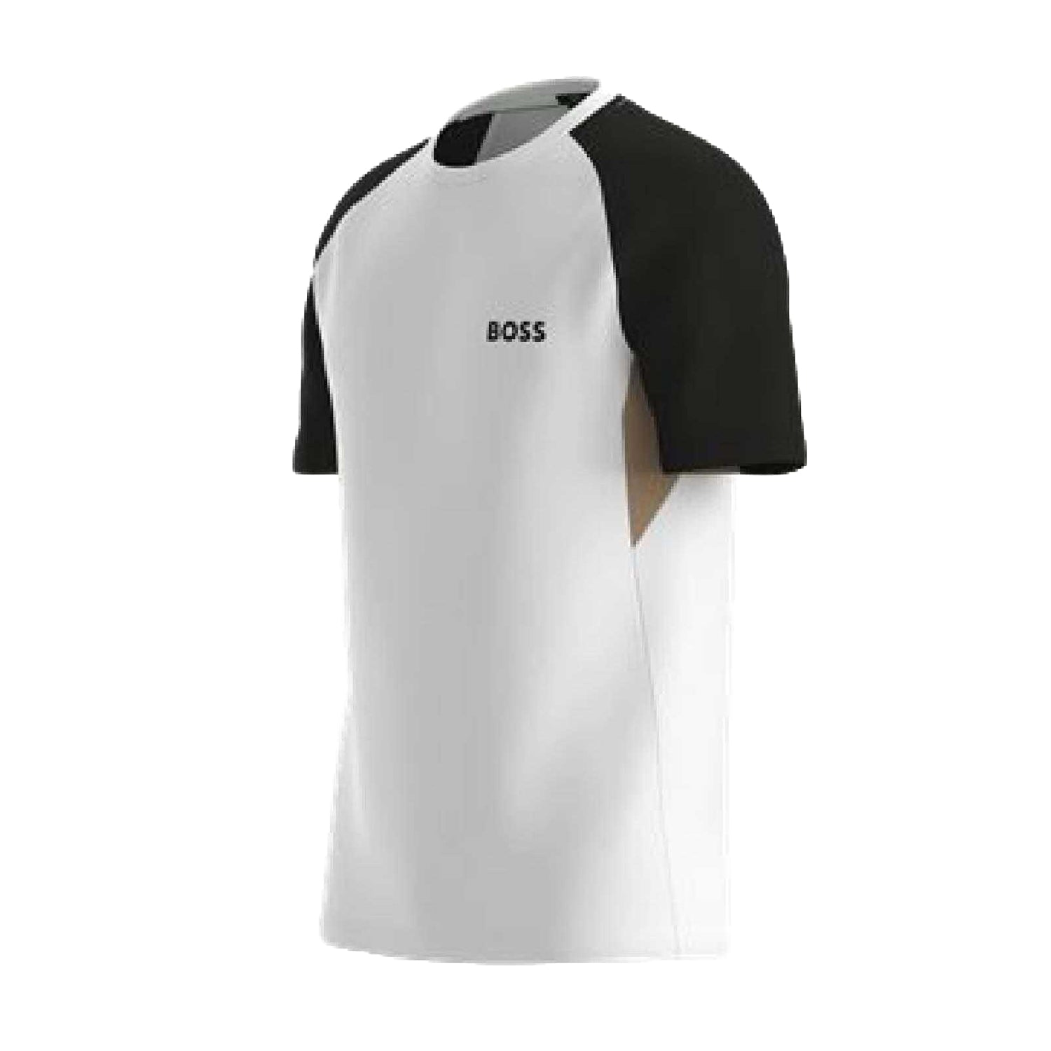 White-Black - Side - Boss Mens Active Colour Block T-Shirt