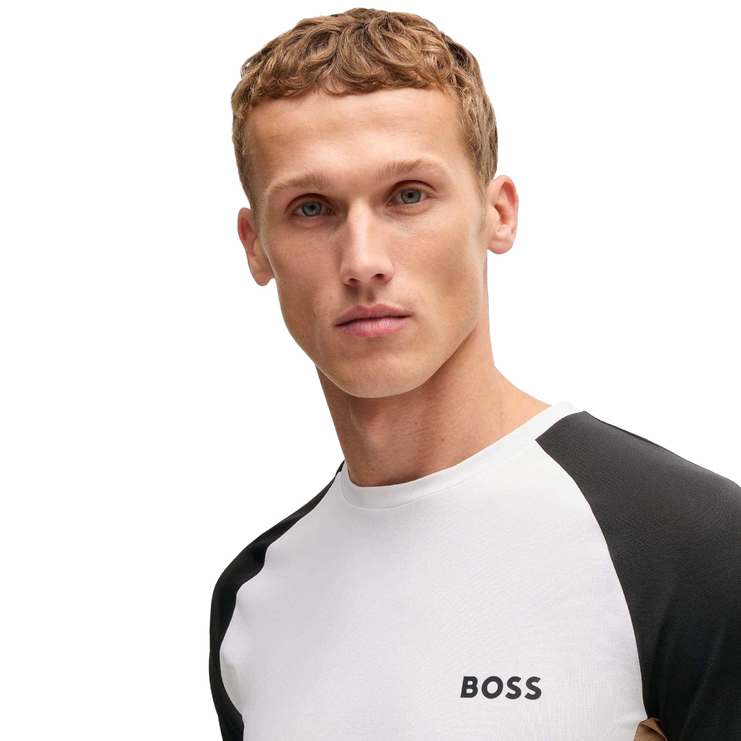 White-Black - Lifestyle - Boss Mens Active Colour Block T-Shirt