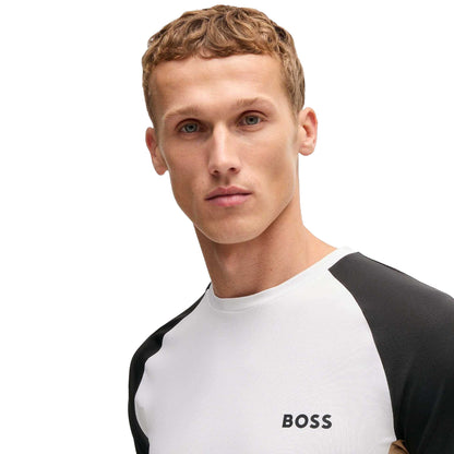 White-Black - Lifestyle - Boss Mens Active Colour Block T-Shirt
