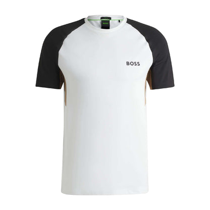 White-Black - Front - Boss Mens Active Colour Block T-Shirt