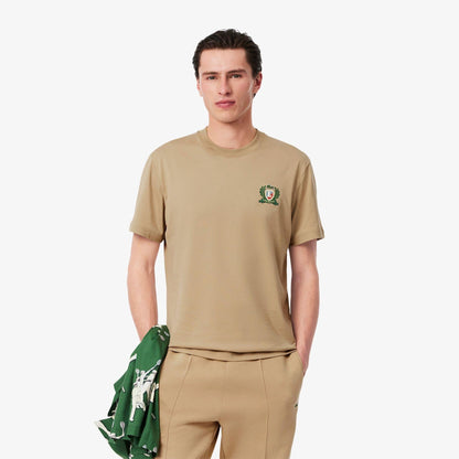 Beige - Back - Lacoste Mens French Made Embroidered T-Shirt