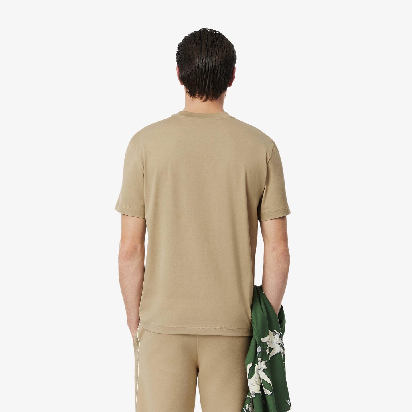 Beige - Side - Lacoste Mens French Made Embroidered T-Shirt