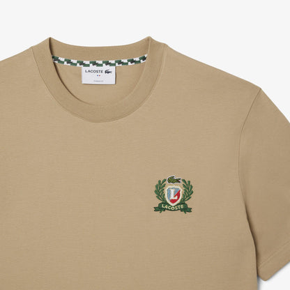 Beige - Pack Shot - Lacoste Mens French Made Embroidered T-Shirt