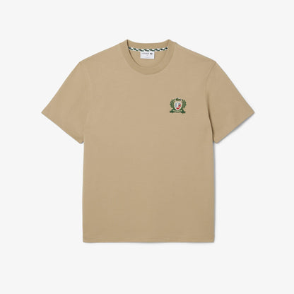 Beige - Front - Lacoste Mens French Made Embroidered T-Shirt