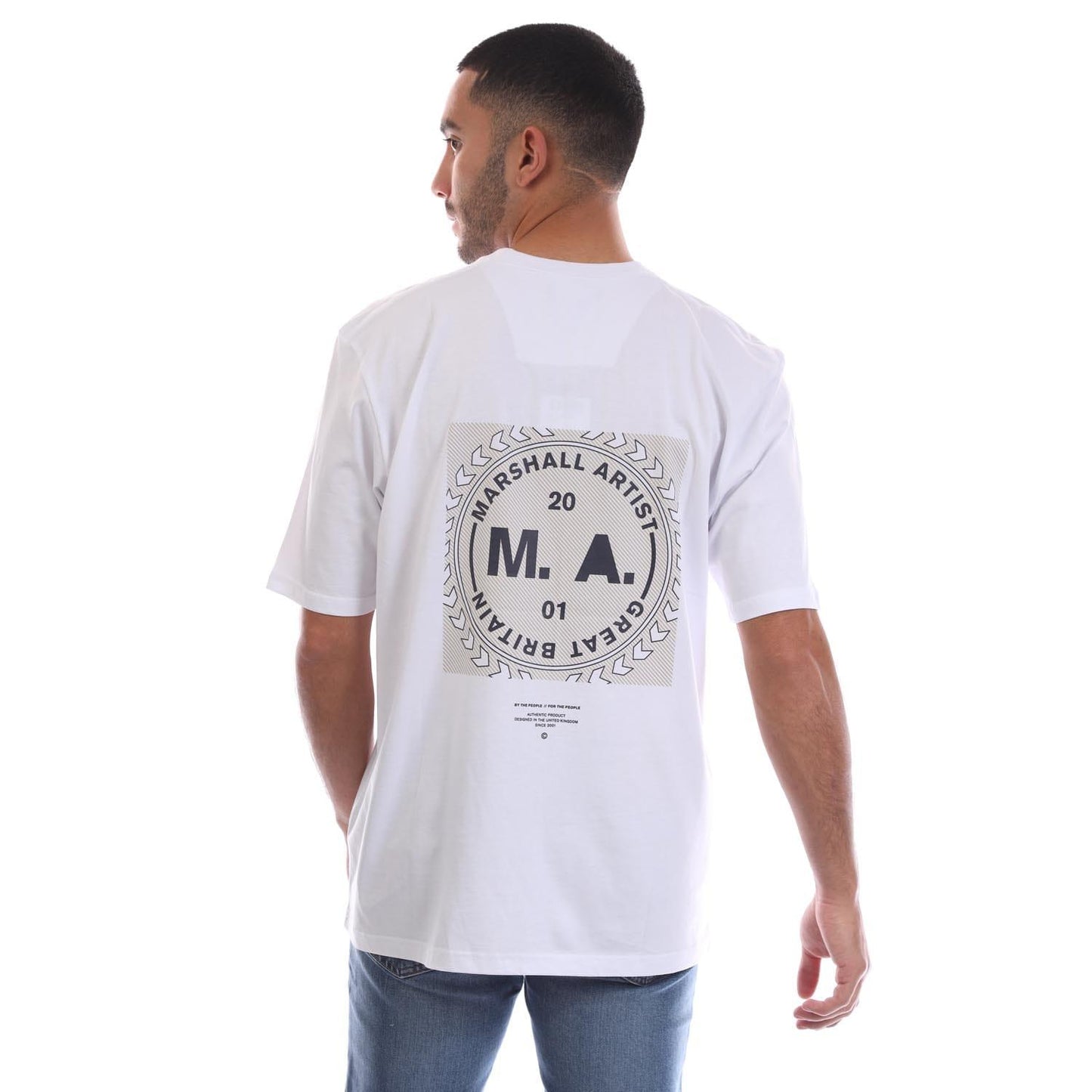 White - Back - Marshall Artist Mens Siren Box Back Print T-Shirt