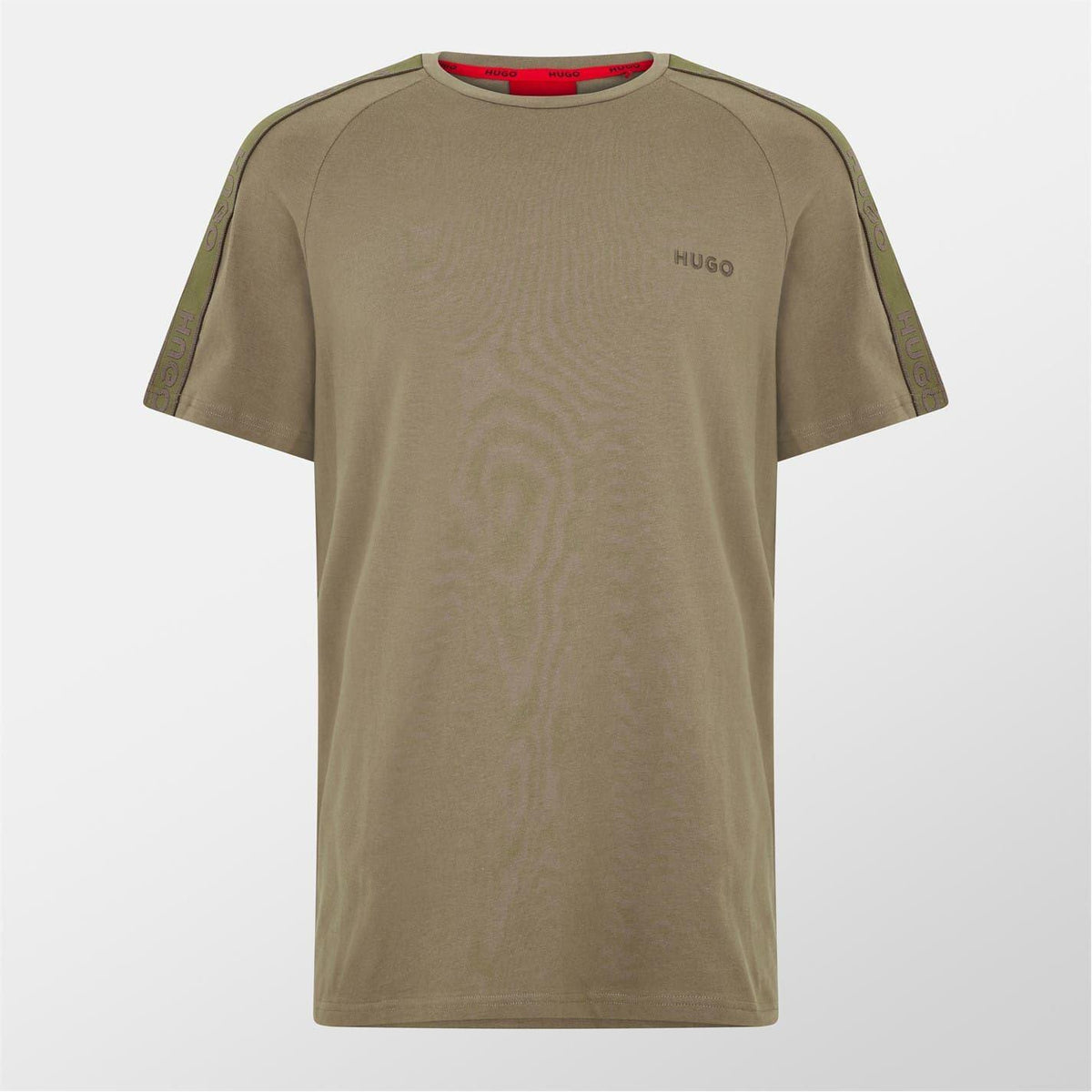 Light Beige - Front - Hugo Mens Sporty Tape Logo T-Shirt