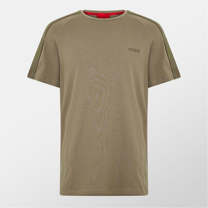 Light Beige - Front - Hugo Mens Sporty Tape Logo T-Shirt