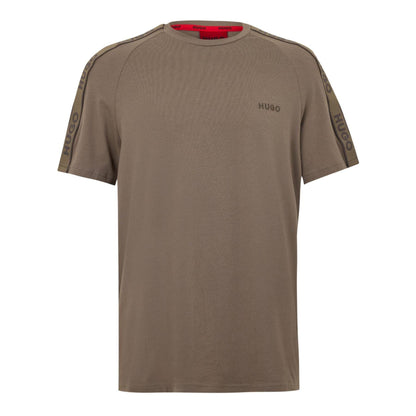 Beige - Back - Hugo Mens Sporty Tape Logo T-Shirt