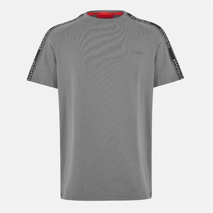 Grey - Front - Hugo Mens Sporty Tape Logo T-Shirt