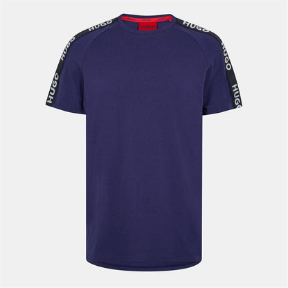 Navy - Front - Hugo Mens Sporty Tape Logo T-Shirt