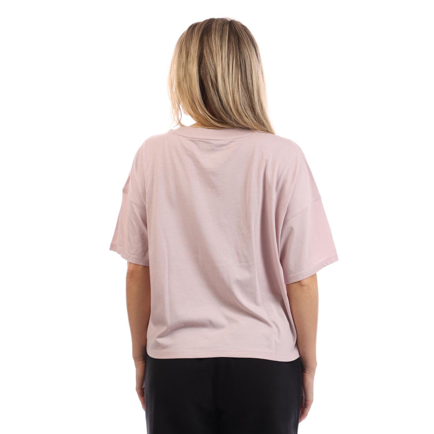 Pink - Back - DKNY Womens-Ladies Foil Logo Crop T-Shirt