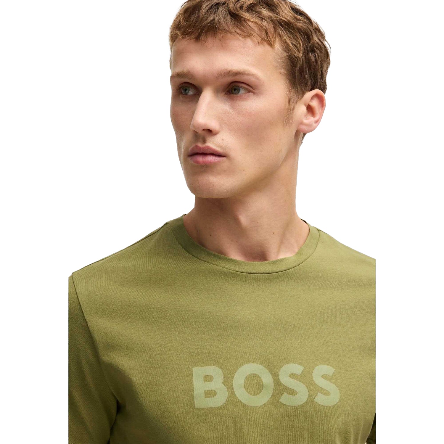 Green - Side - Boss Mens Logo Beach T-Shirt