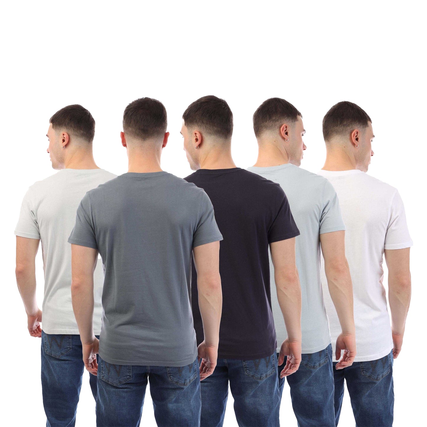 Multicoloured - Back - Duck and Cover Mens Demtare Sleeve Print T-Shirt (Pack of 5)