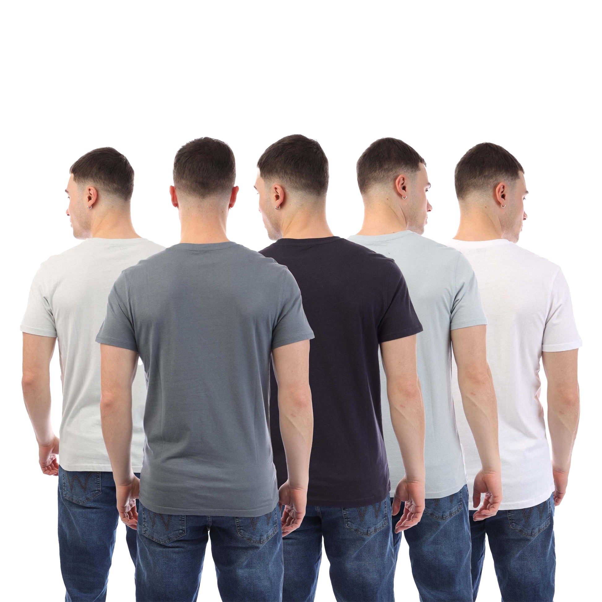 Multicoloured - Back - Duck and Cover Mens Demtare Sleeve Print T-Shirt (Pack of 5)