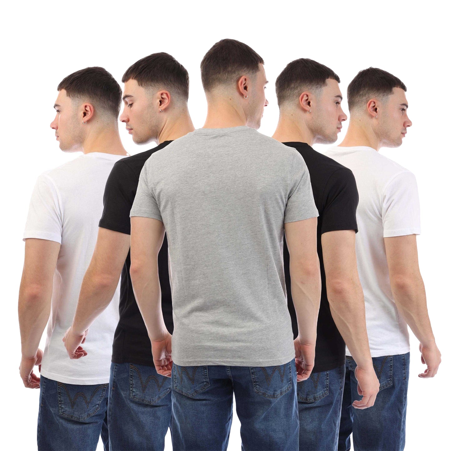 Multicoloured - Back - Duck and Cover Mens Caplaz Sleeve Print T-Shirt (Pack of 5)