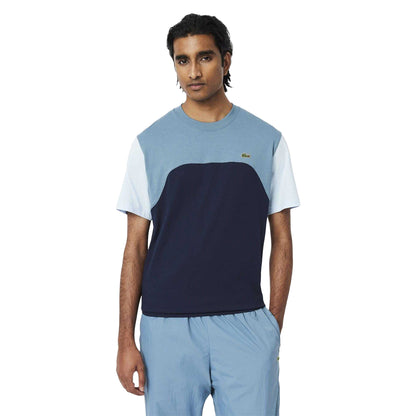 Navy - Side - Lacoste Mens Colour Block Jersey T-Shirt