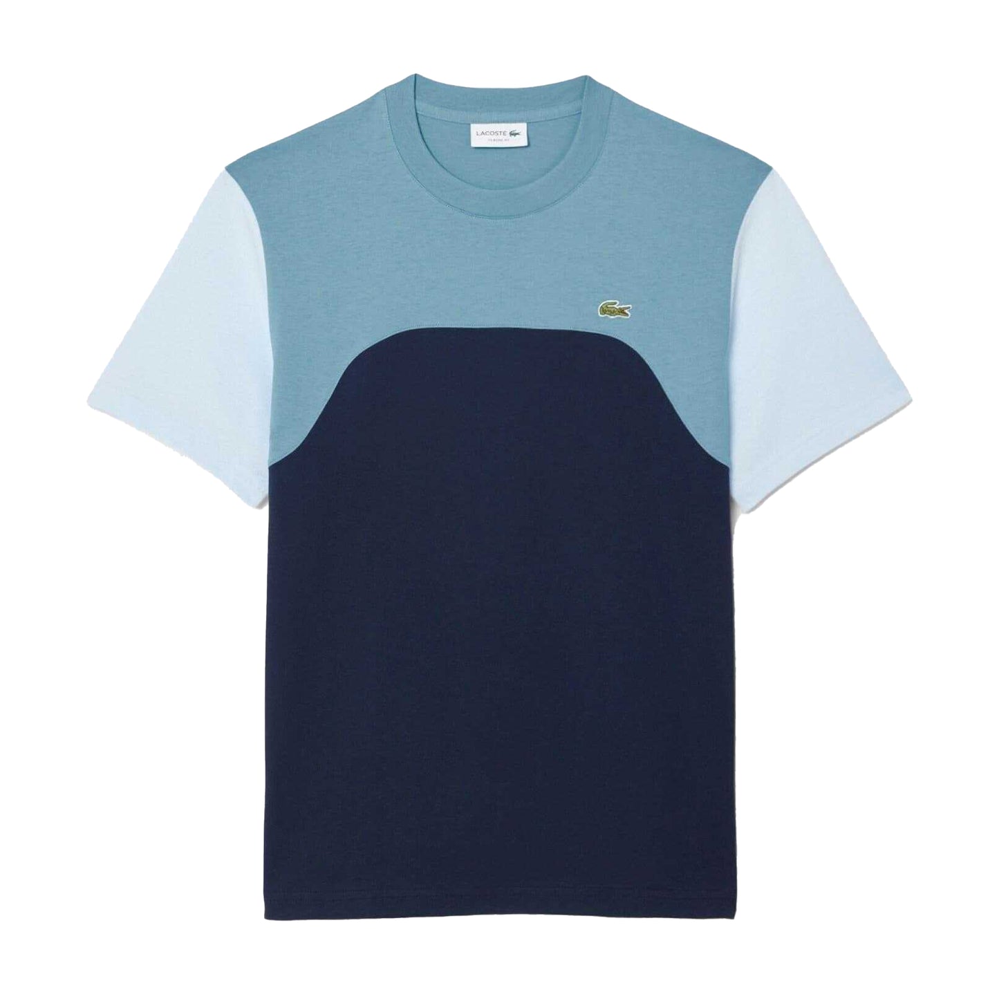 Navy - Front - Lacoste Mens Colour Block Jersey T-Shirt