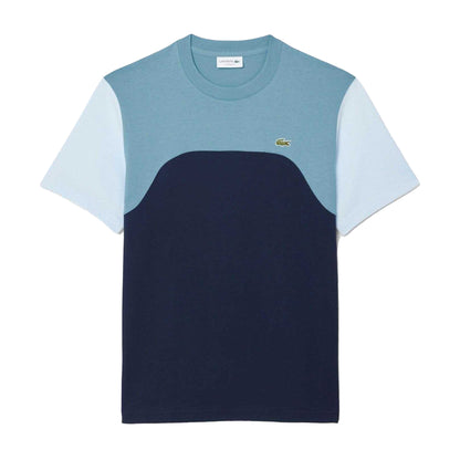 Navy - Front - Lacoste Mens Colour Block Jersey T-Shirt