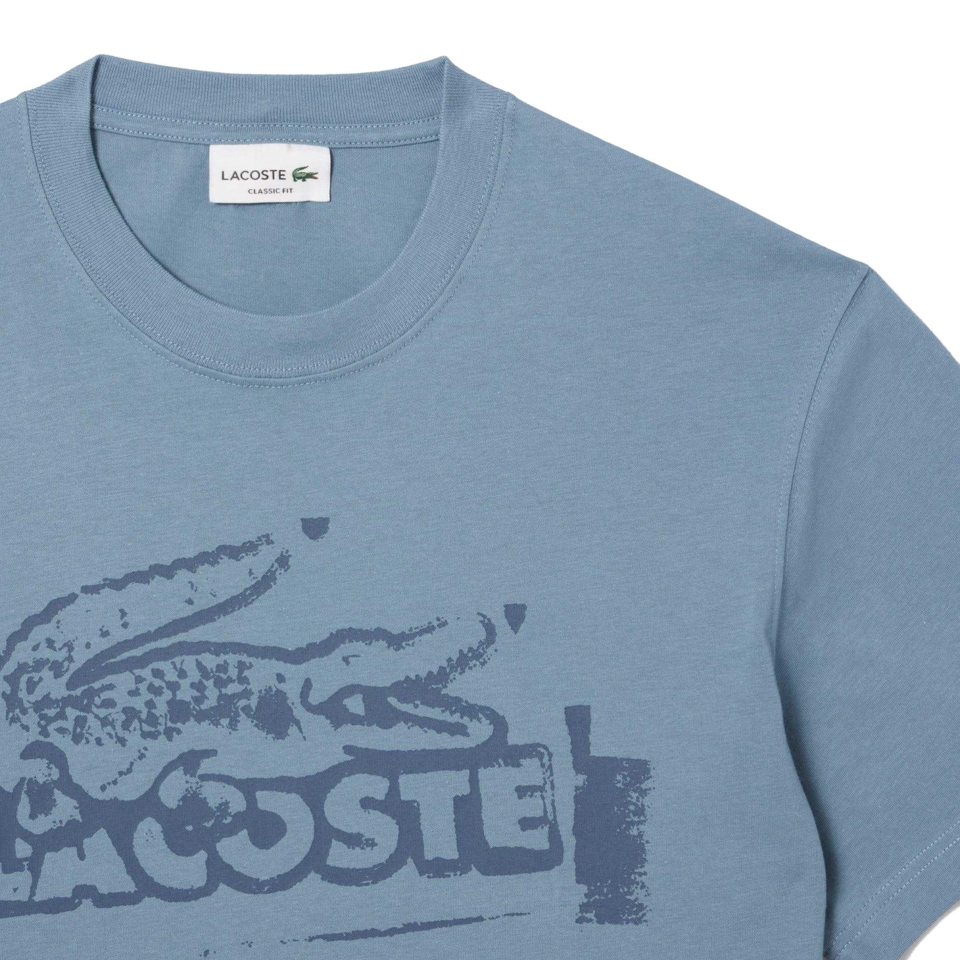 Blue - Side - Lacoste Mens Organic Cotton T-Shirt