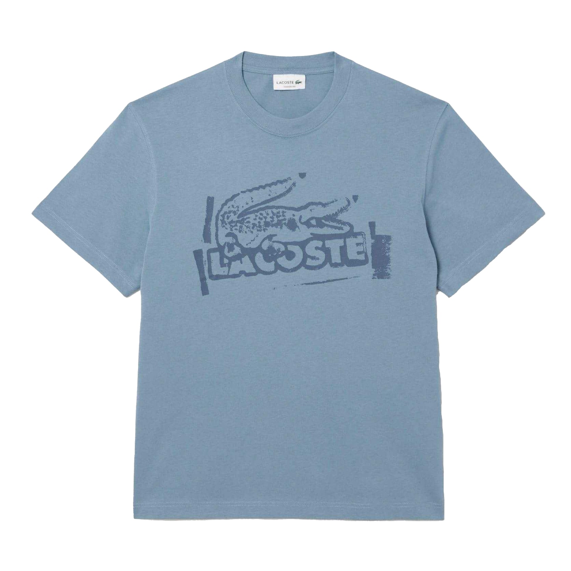 Blue - Front - Lacoste Mens Organic Cotton T-Shirt
